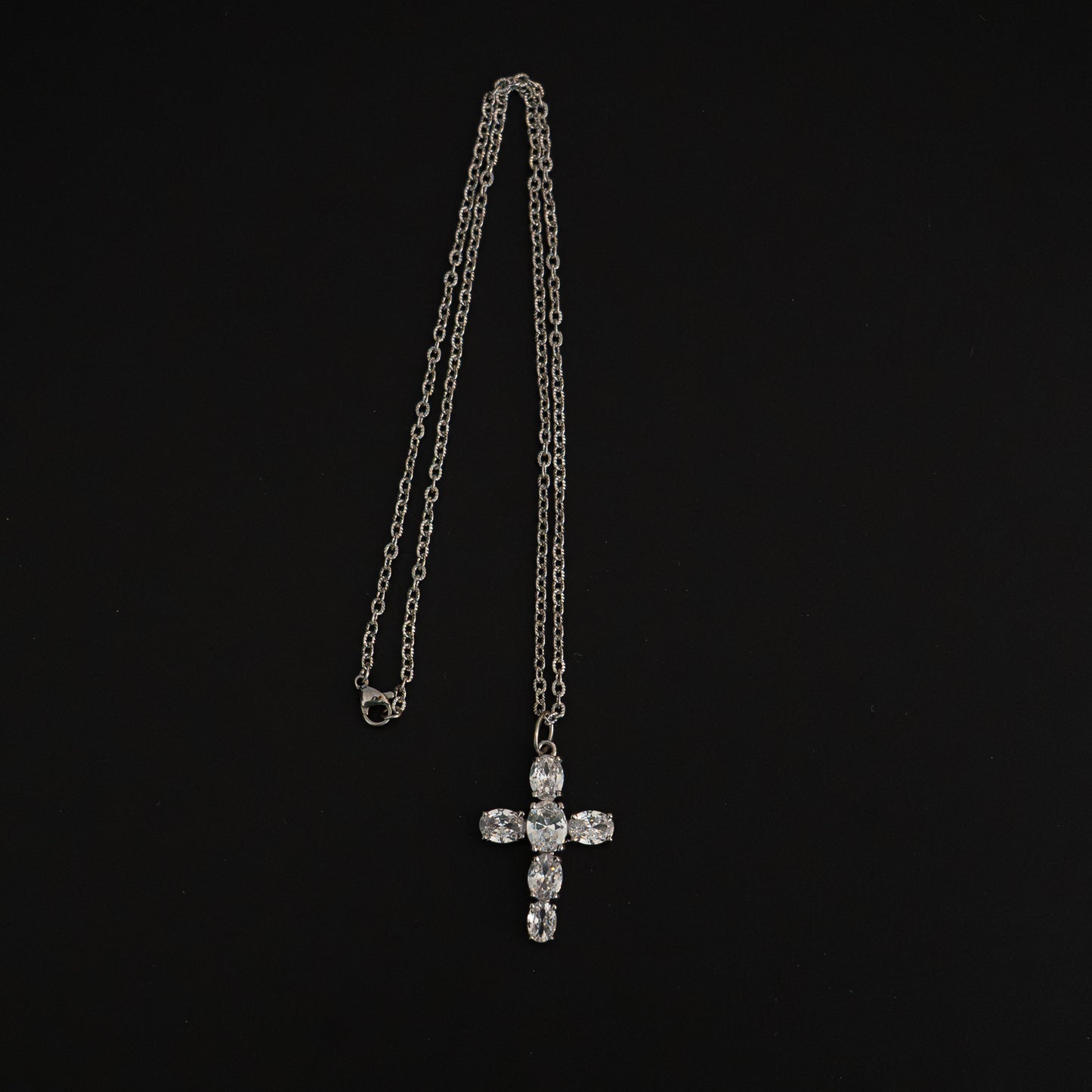 Silver Zirconi Cross Necklace