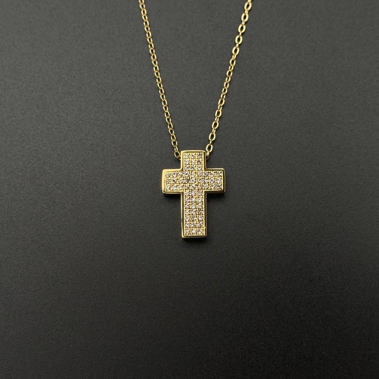 Gold Shiny Cross Necklace