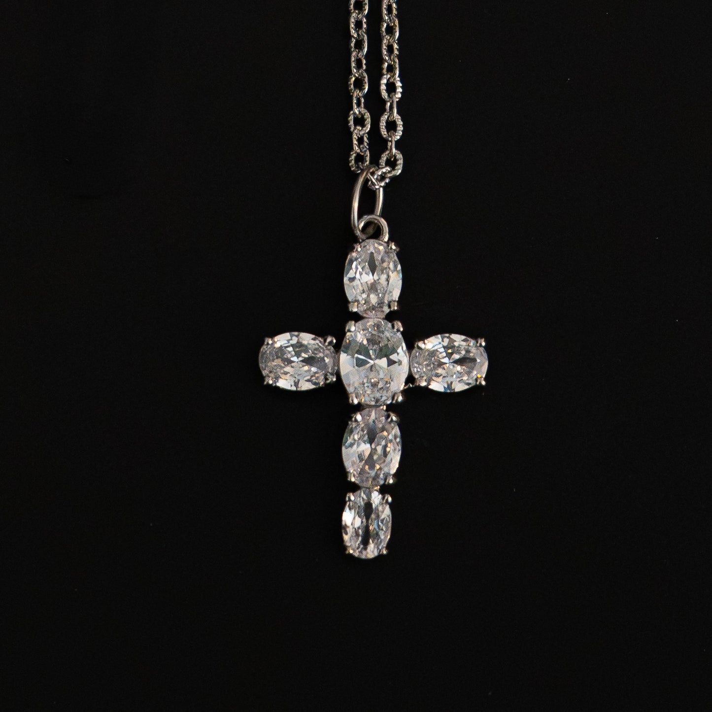 Silver Zirconi Cross Necklace