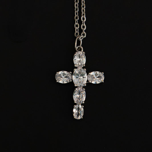 Silver Zirconi Cross Necklace