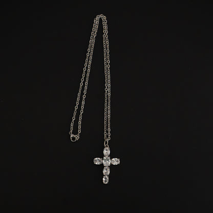 Silver Zirconi Cross Necklace