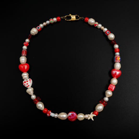 Collana Red Heart Pearl