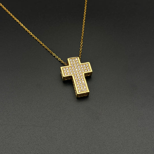 Gold Shiny Cross Necklace